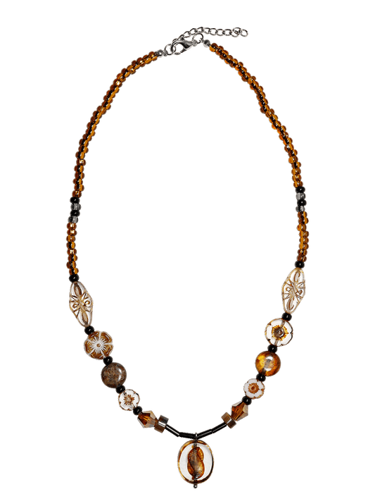 vintage handmade shaded blossom bead necklace